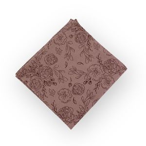 Taupe Pink w/ Dark Brown Floral Silhouette Pocket Square